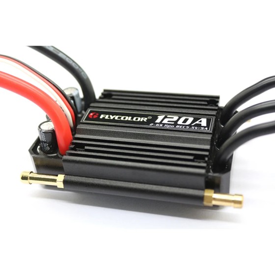 Flycolor Waterproof Brushless ESC 120A 2-6S Lipo Electric Speed Controller With BEC 5.5V/5A Water Cooling System for RC Boats